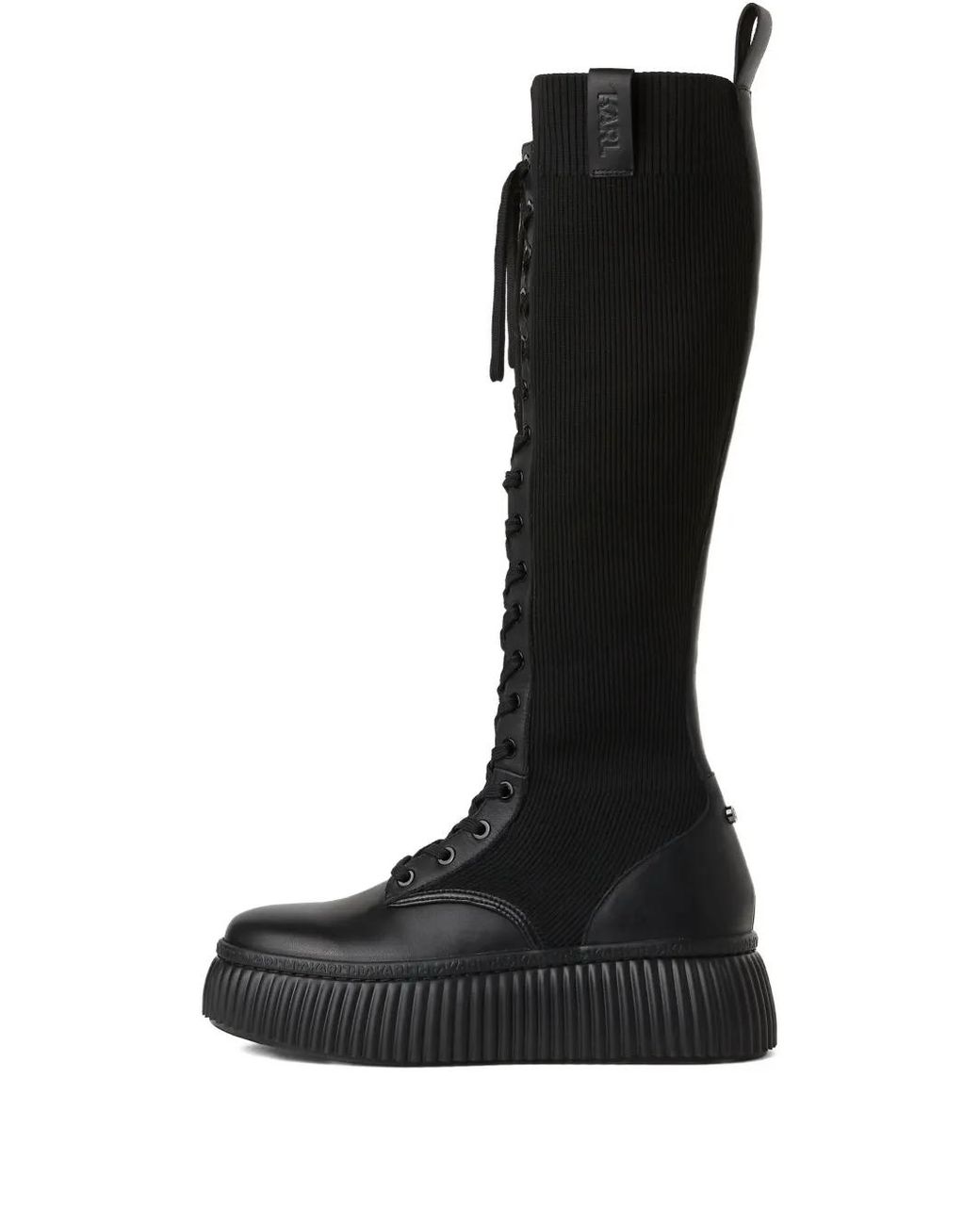 Karl Lagerfeld Black Kreeper Tall Knitted Boots