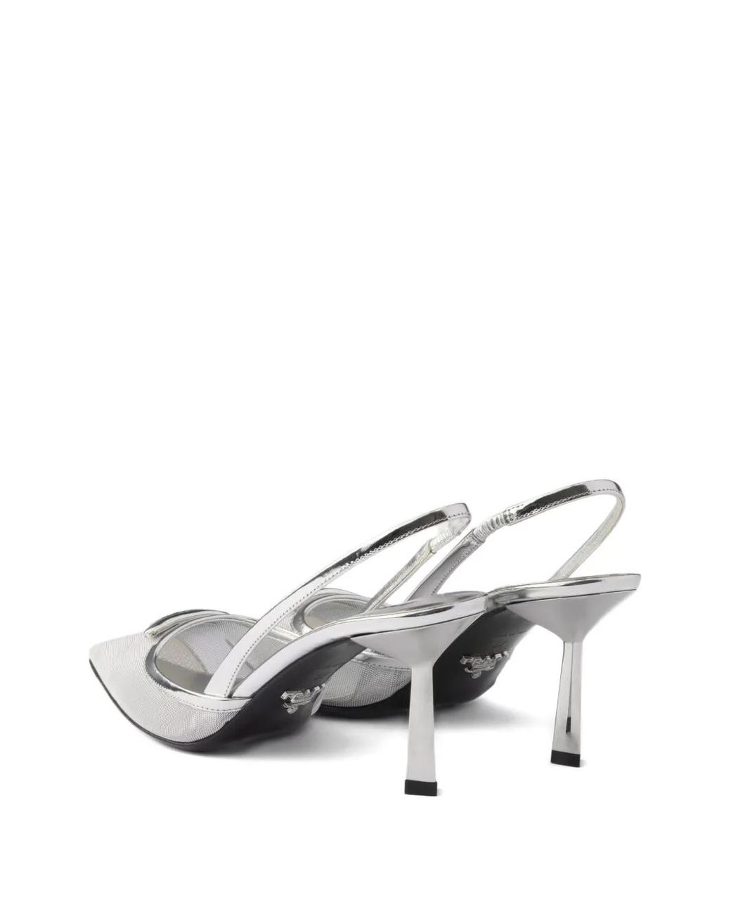 Prada White Mesh Fabric Slingback Pumps