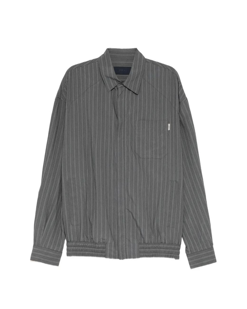 Juun.J Gray Surchemise À Rayures Verticales for men