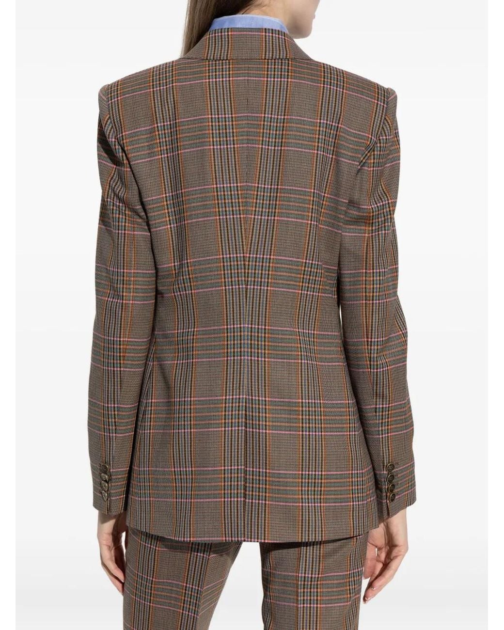 Etro Brown Double-Breasted Checked Blazer