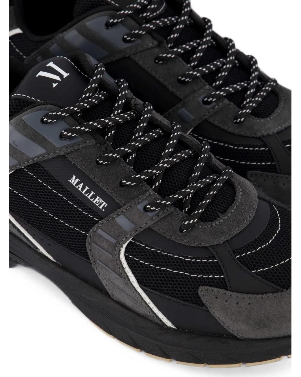 Mallet Black Holloway Mesh-Panels Low-Top Sneakers for men