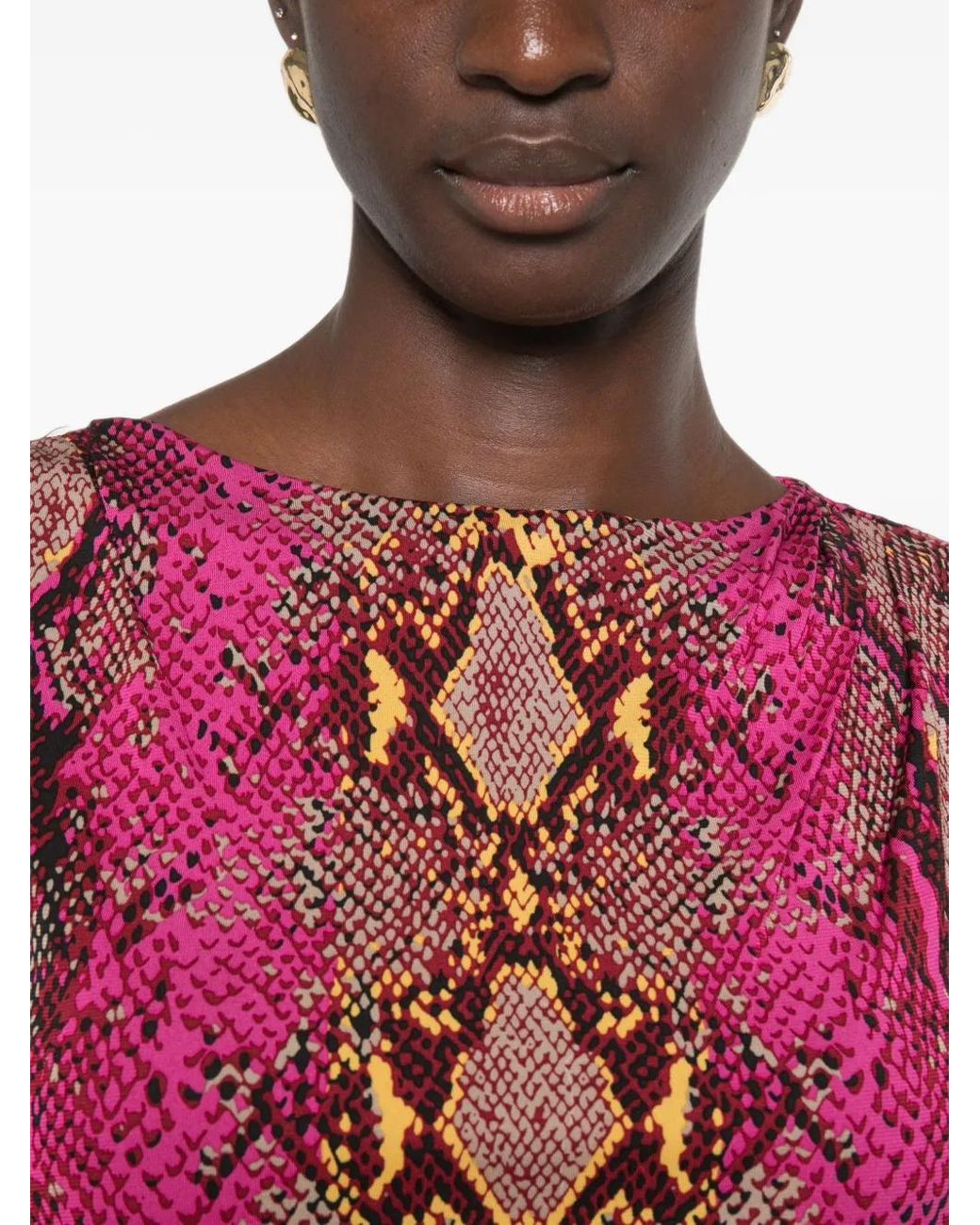Diane von Furstenberg Red Darrius Snake-Print Midi Dress