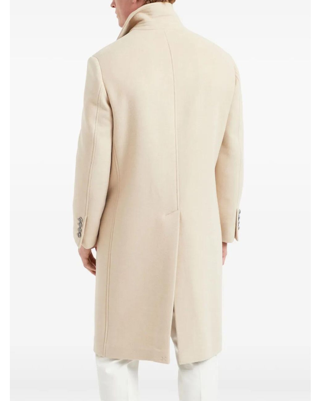 Brunello Cucinelli Natural Single-Breasted Coat for men