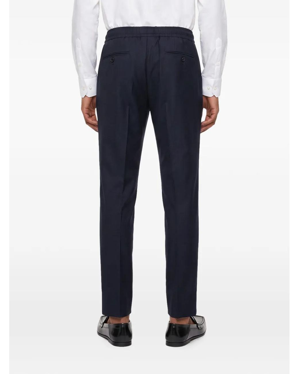 Kiton Blue Pleated Elasticated-Waistband Trousers for men