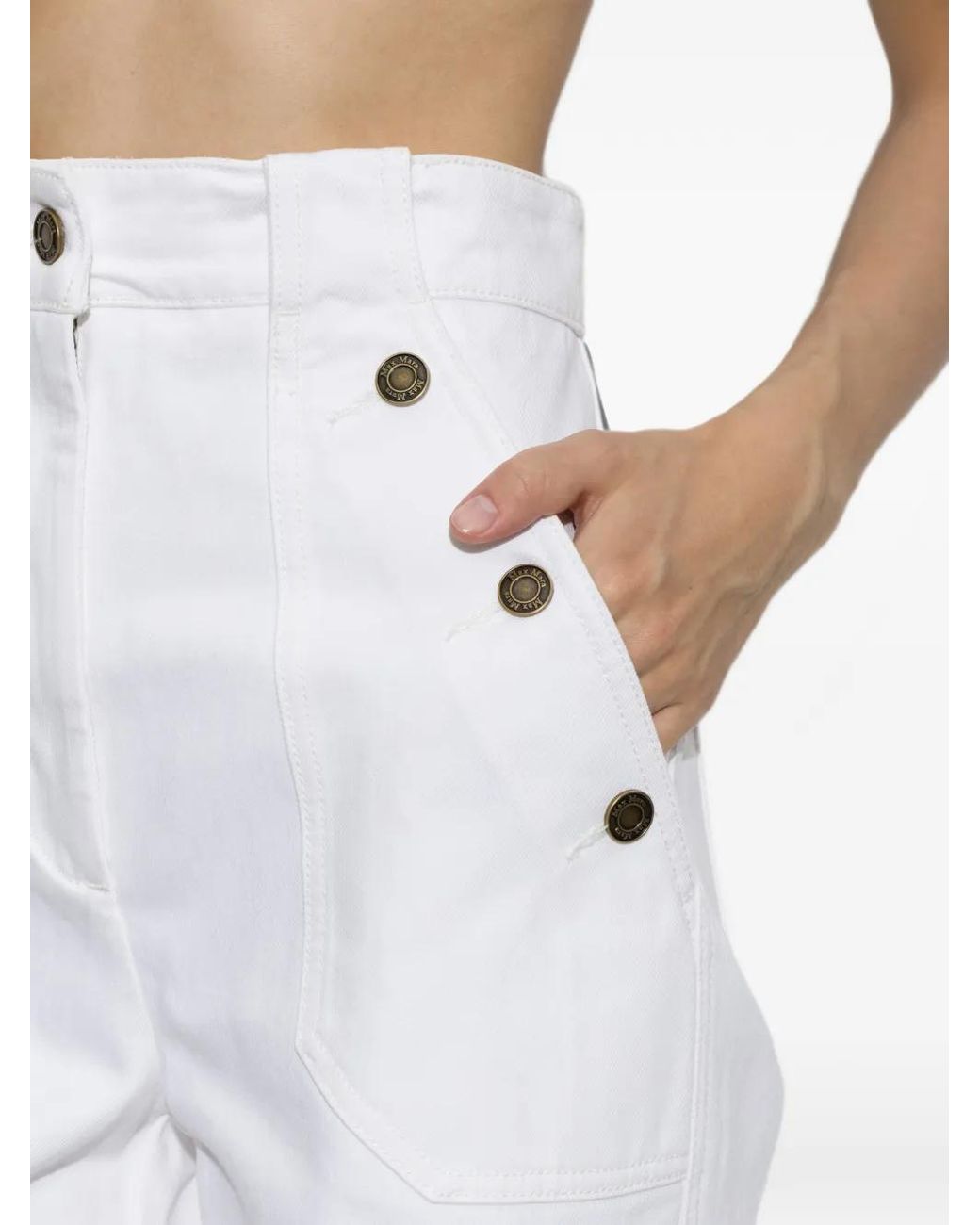 Max Mara White Badesse Button-Detail Jeans