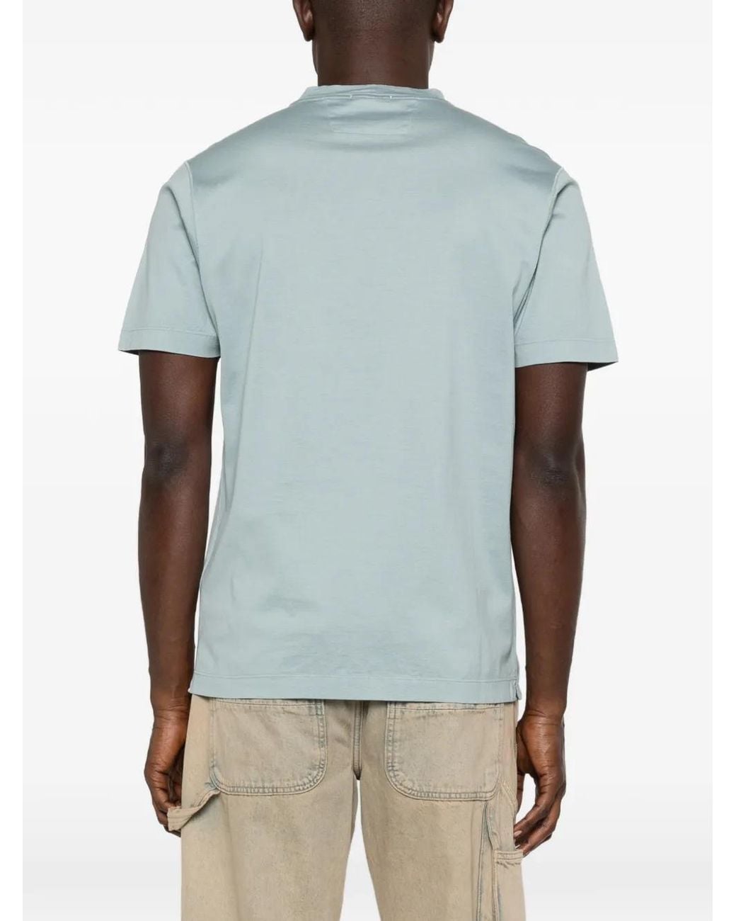 C P Company Blue Mercerized Jersey 70/2 Gasato Short-Sleeve T-Shirt for men