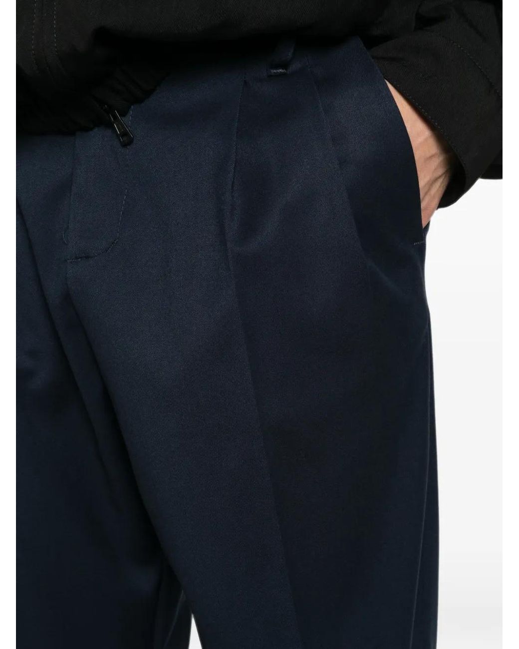 Imperial Blue Pleated Straight-Leg Trousers for men