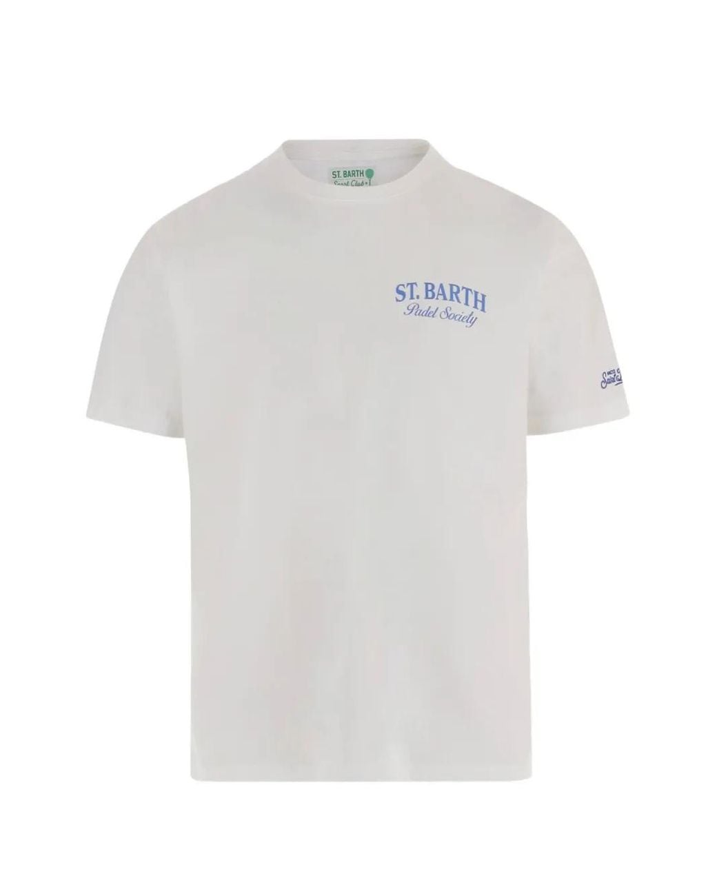 Mc2 Saint Barth White T-Shirt Arnott En Coton Biologique Cassé À Imprimé Padel Society for men