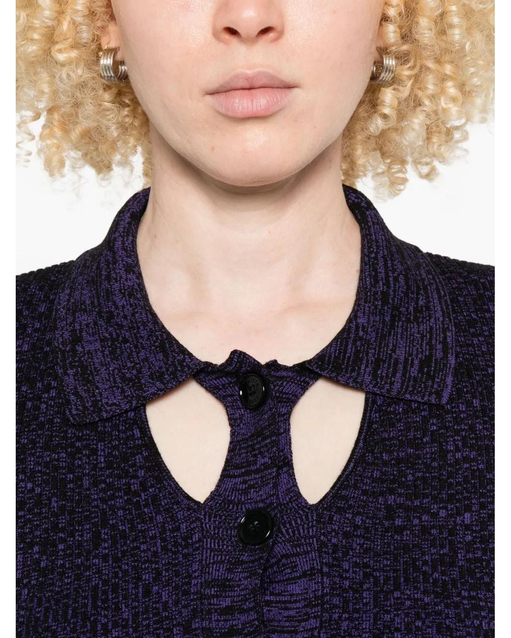 Patrizia Pepe Blue Polo-Neck Knitted Midi Dress