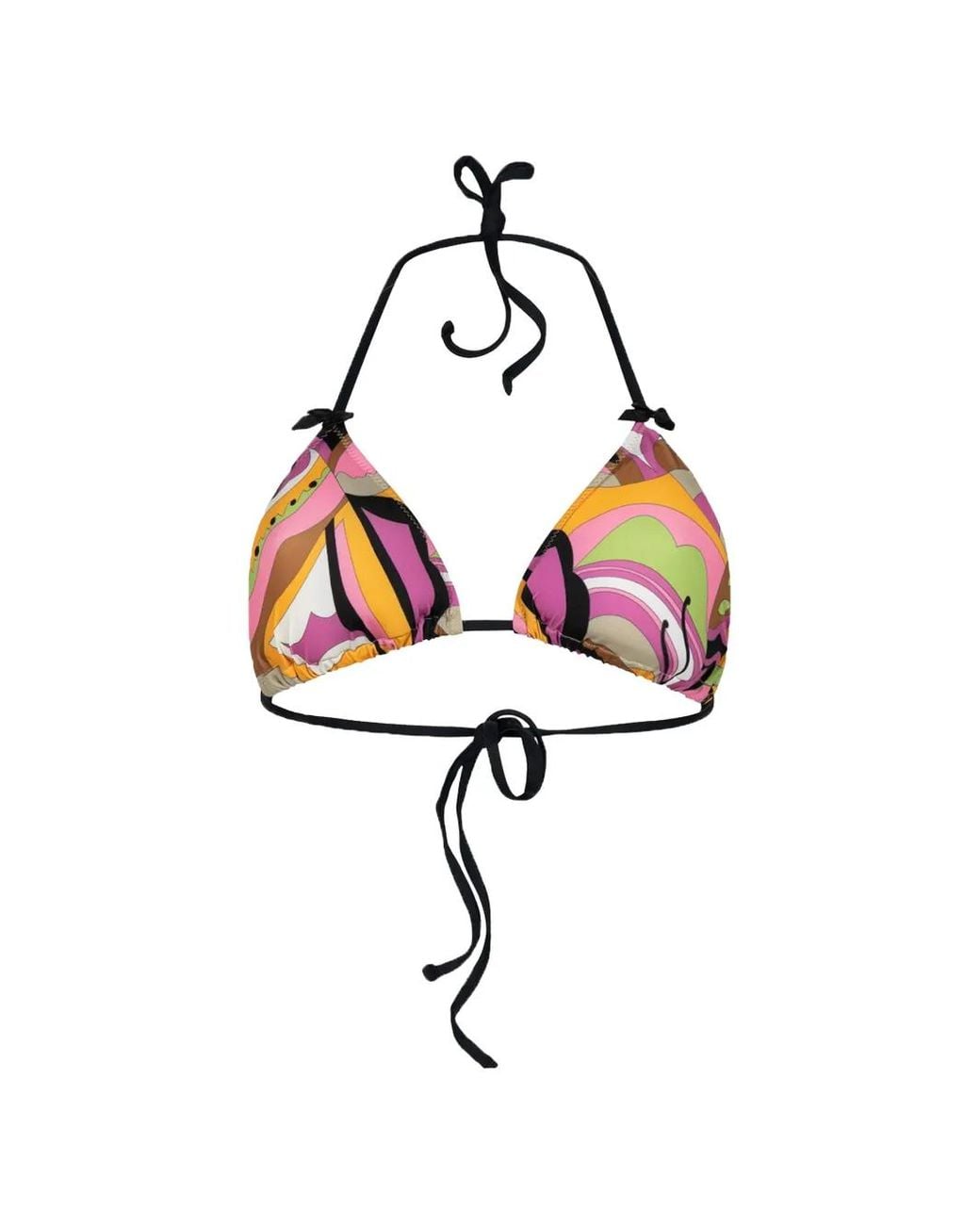 Paramidonna White Kourtney Abstract-Print Bikini Top