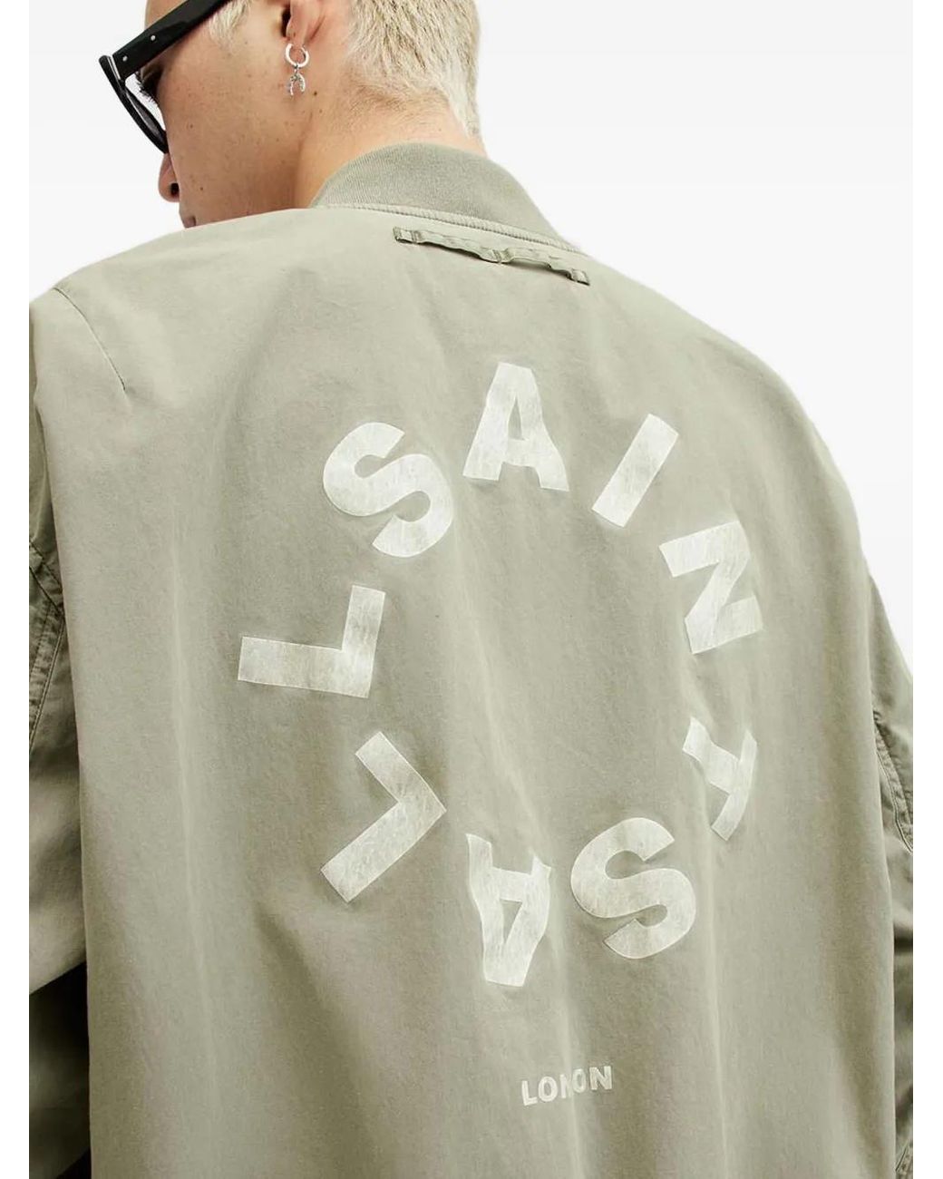 AllSaints Green Circular-Logo Bomber Jacket for men