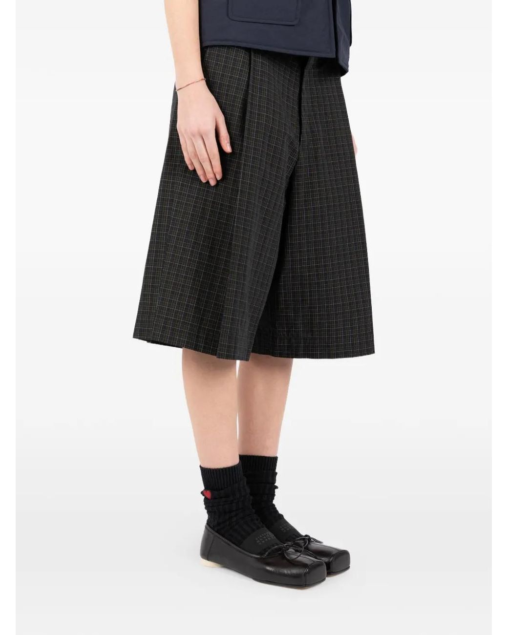Societe Anonyme Black Checked Pleated Shorts