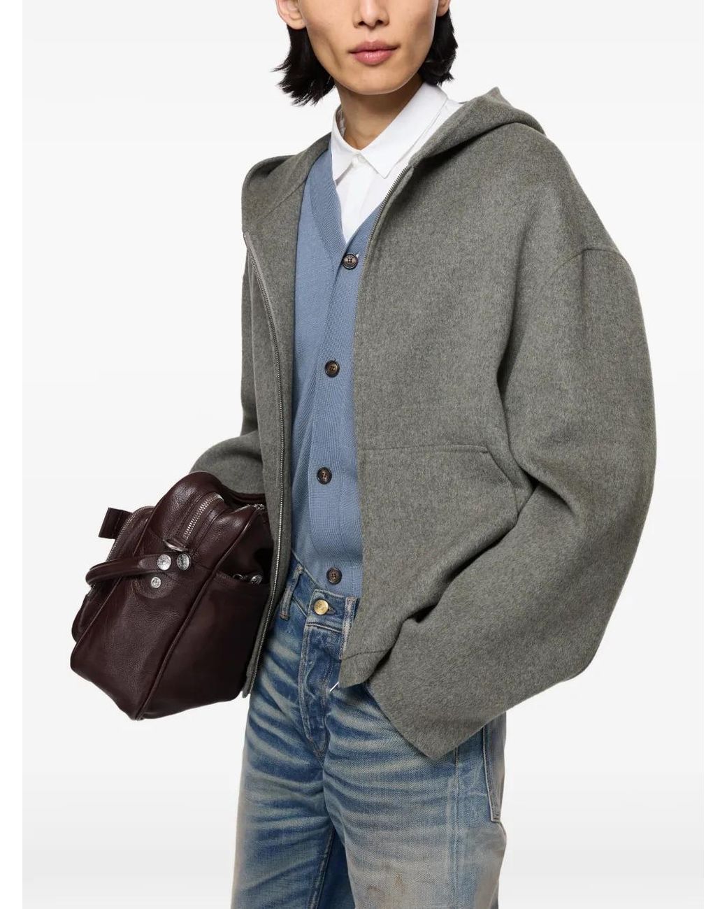 Acne Gray Cashmere Jacket With Hood for men