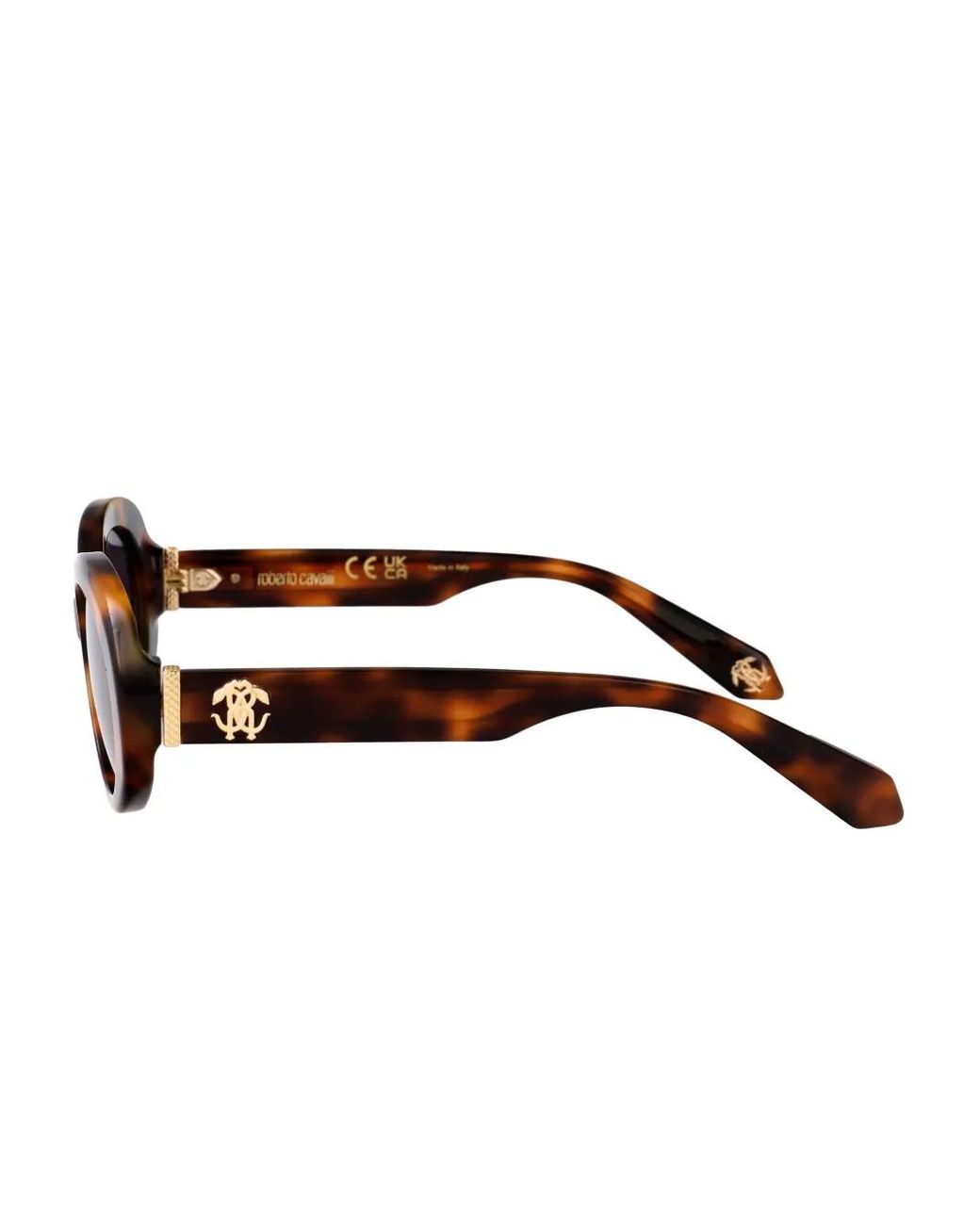 Roberto Cavalli Brown Oval-Frame Logo Sunglasses