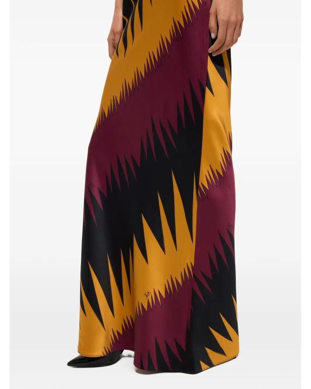 Emilio Pucci Red Drago-Print Satin Skirt