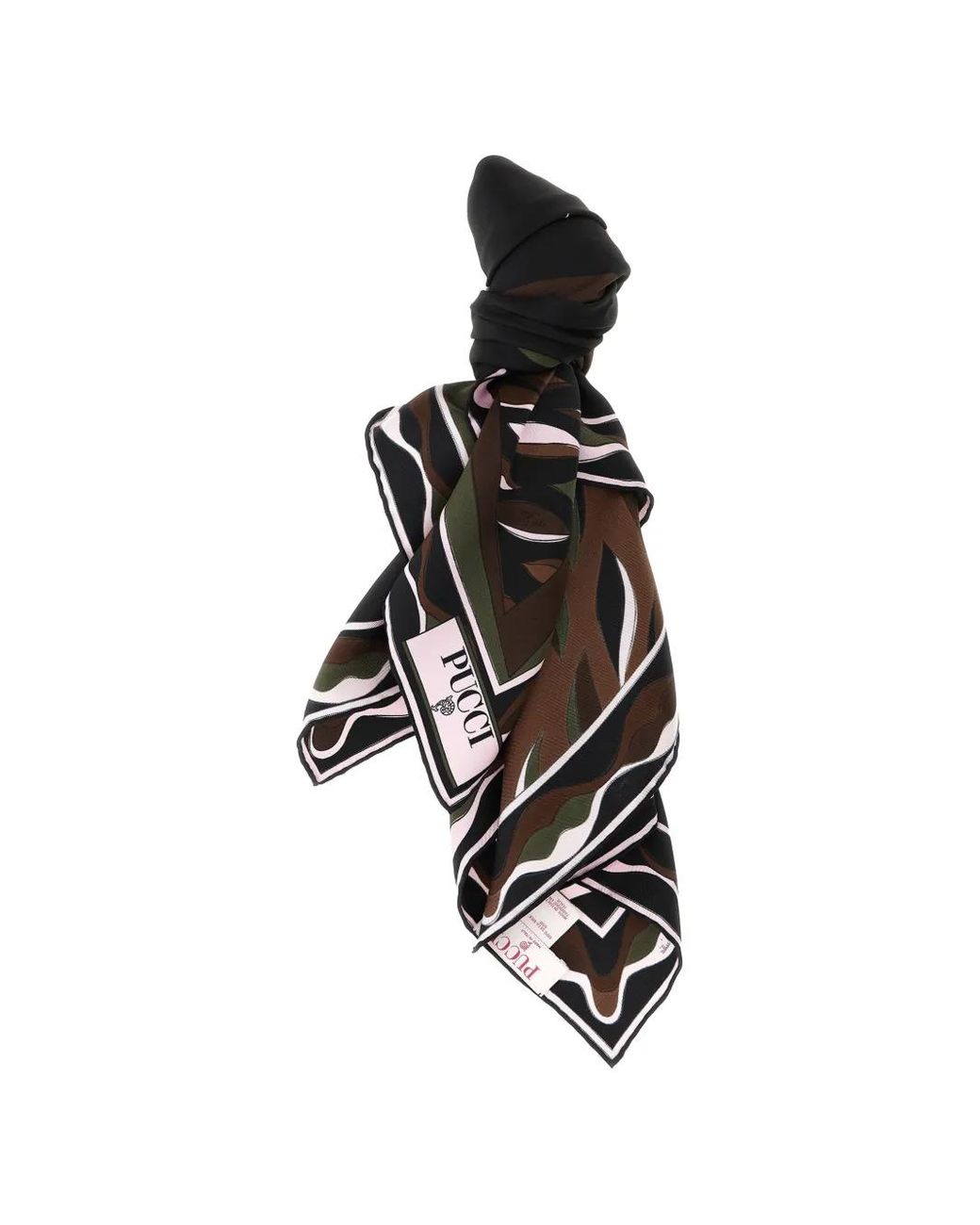 Emilio Pucci Black Mixed-Print Silk Scarf