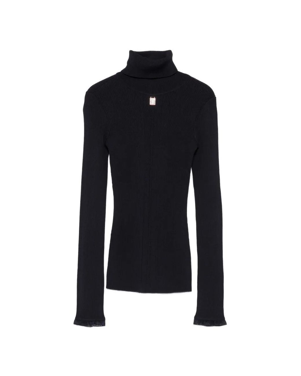 Elisabetta Franchi Blue Logo-Plaque Roll-Neck Sweater