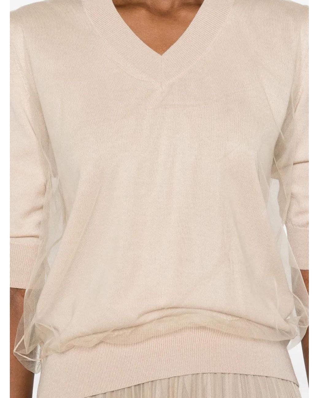 Fabiana Filippi Natural V-Neck Sweater
