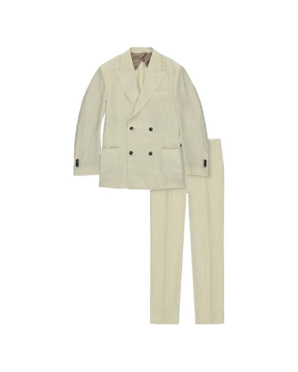Fortela White Marcello Double-Breasted Tailored Suit for men