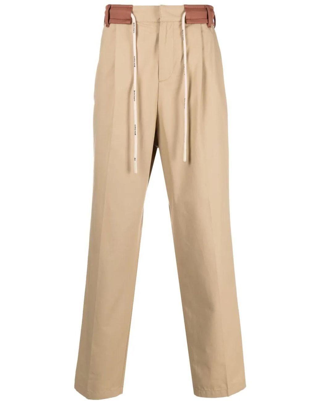 Palm Angels Natural Drawstring Side Stripe Track Pants for men