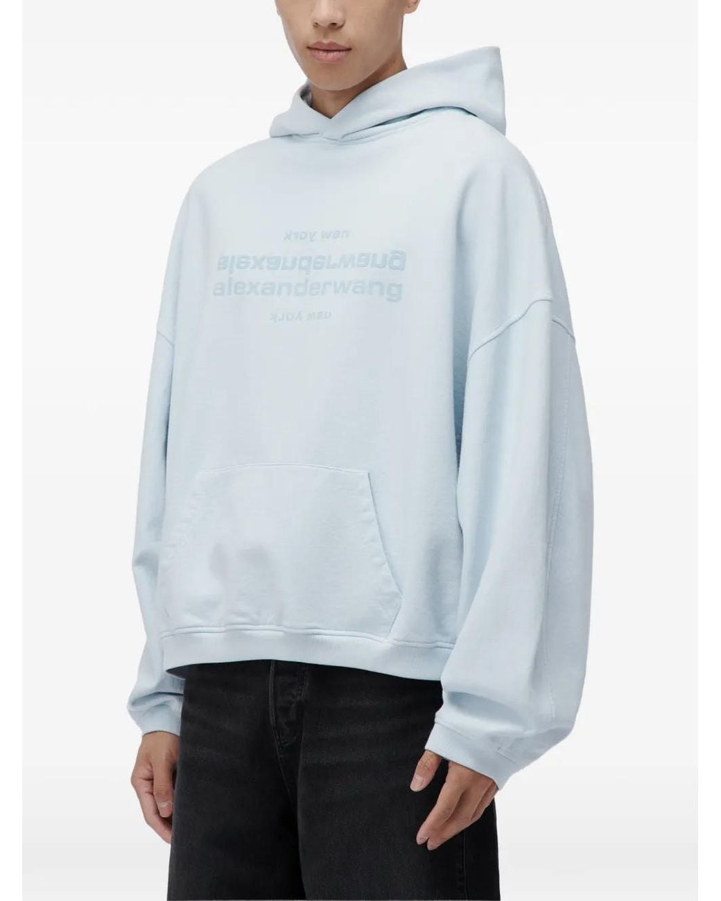 Alexander Wang Blue Oversized Hoodie W/ Mirror Logo