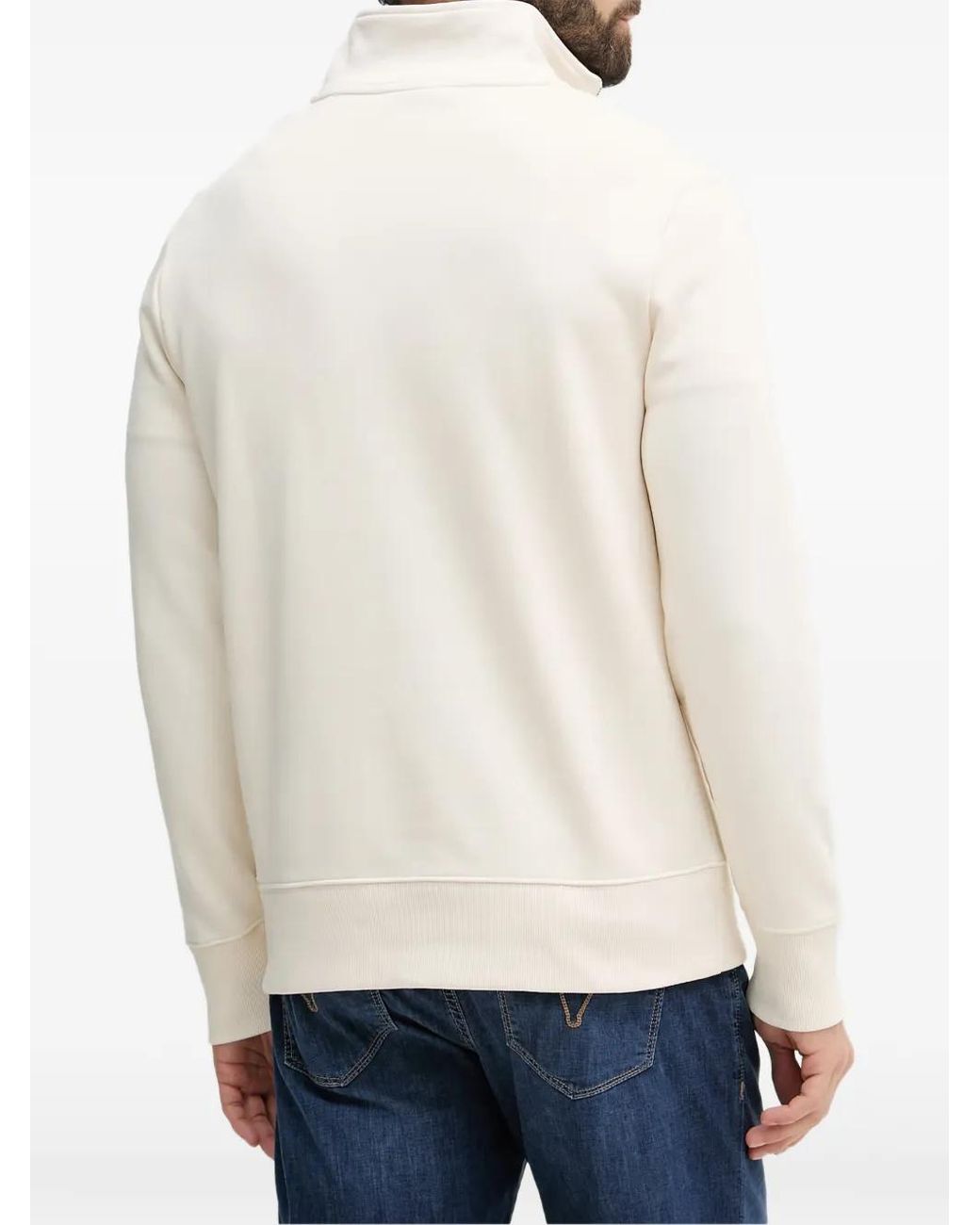 Gant White Logo-Patch Half-Zip Sweater for men