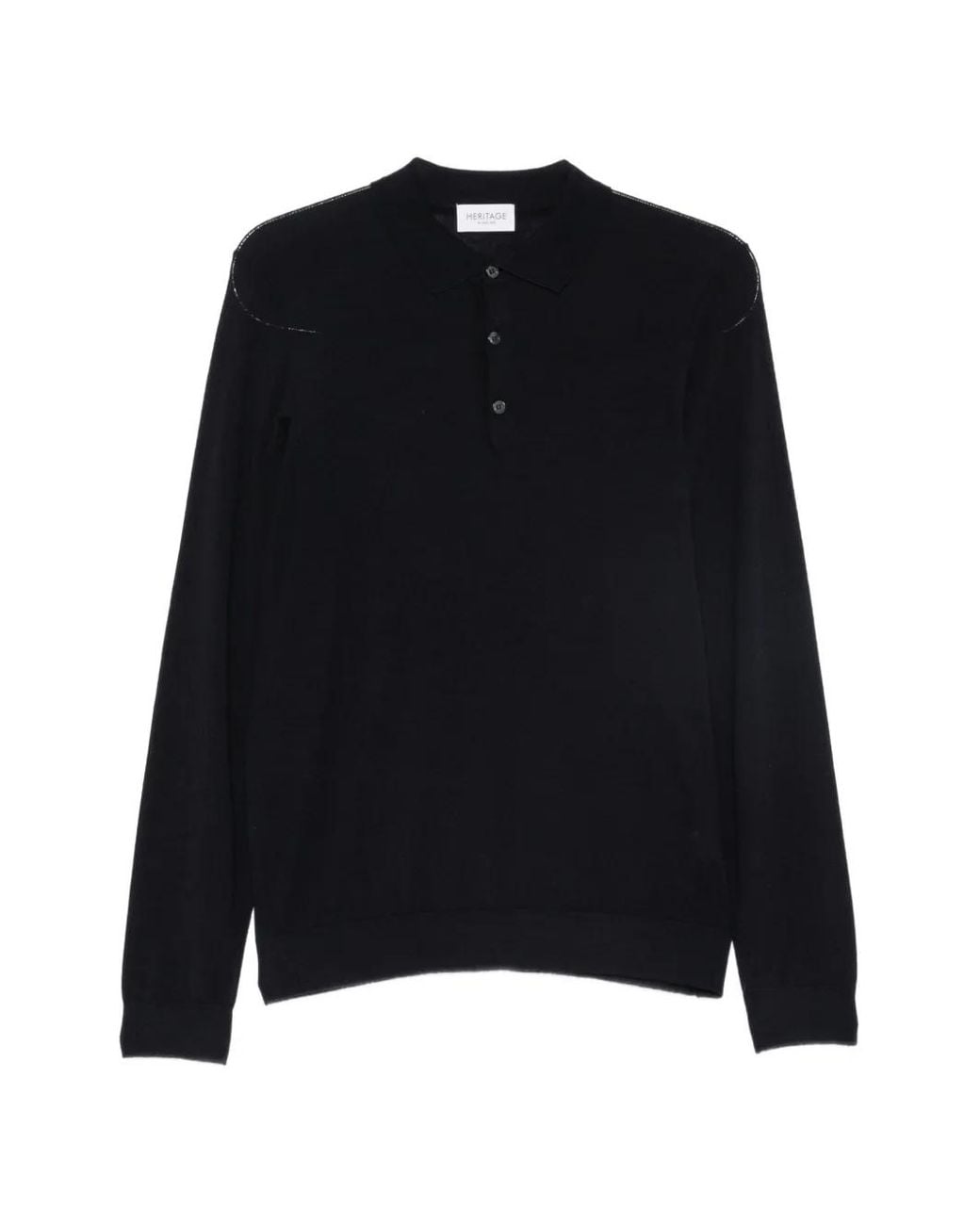 Heritage Black Polo-Collar Sweater for men