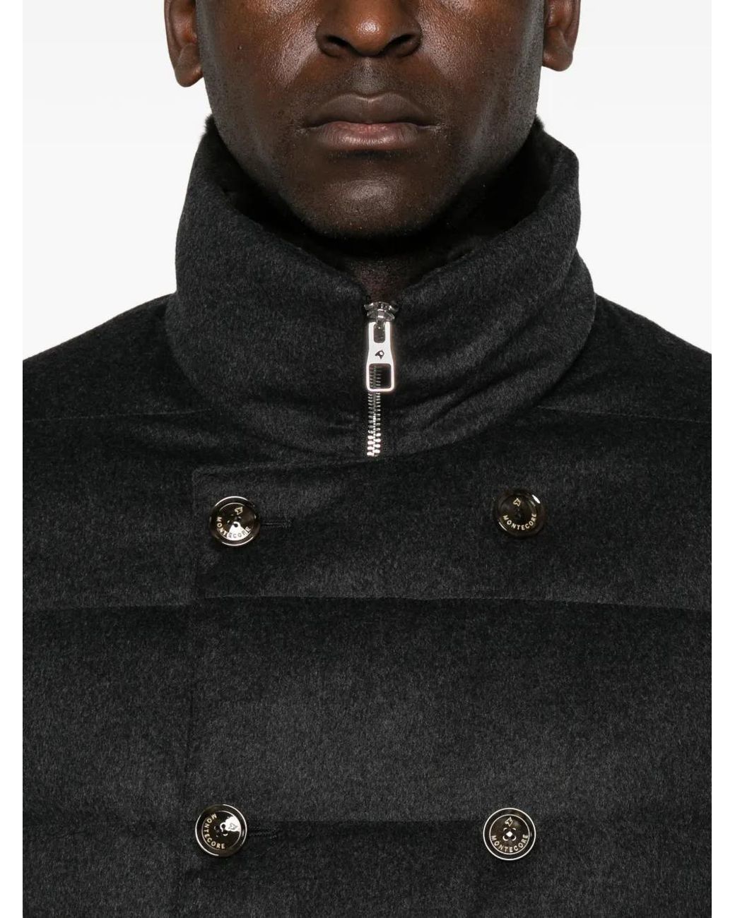 Montecore Black Double-Breasted Quilted Jacket for men