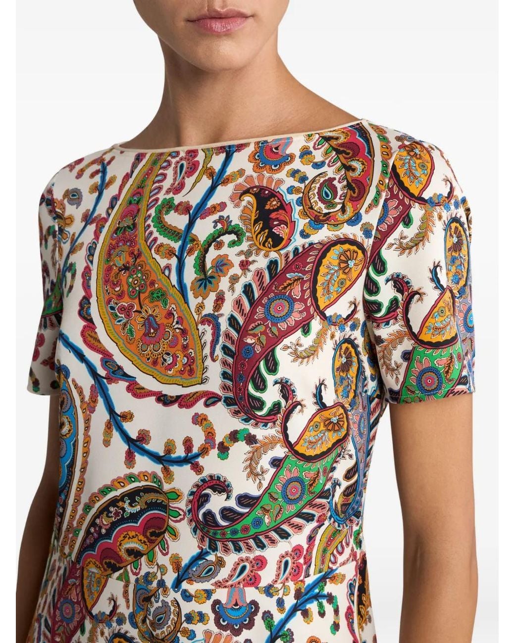 Etro White Paisley Midi Dress
