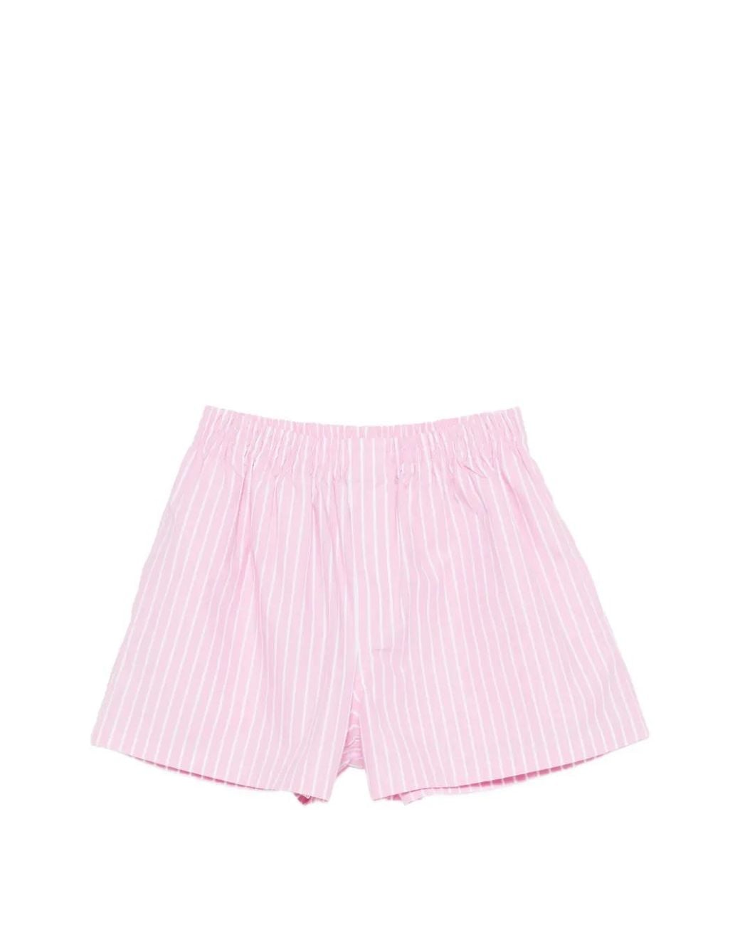 Balenciaga Pink Striped Cotton Shorts