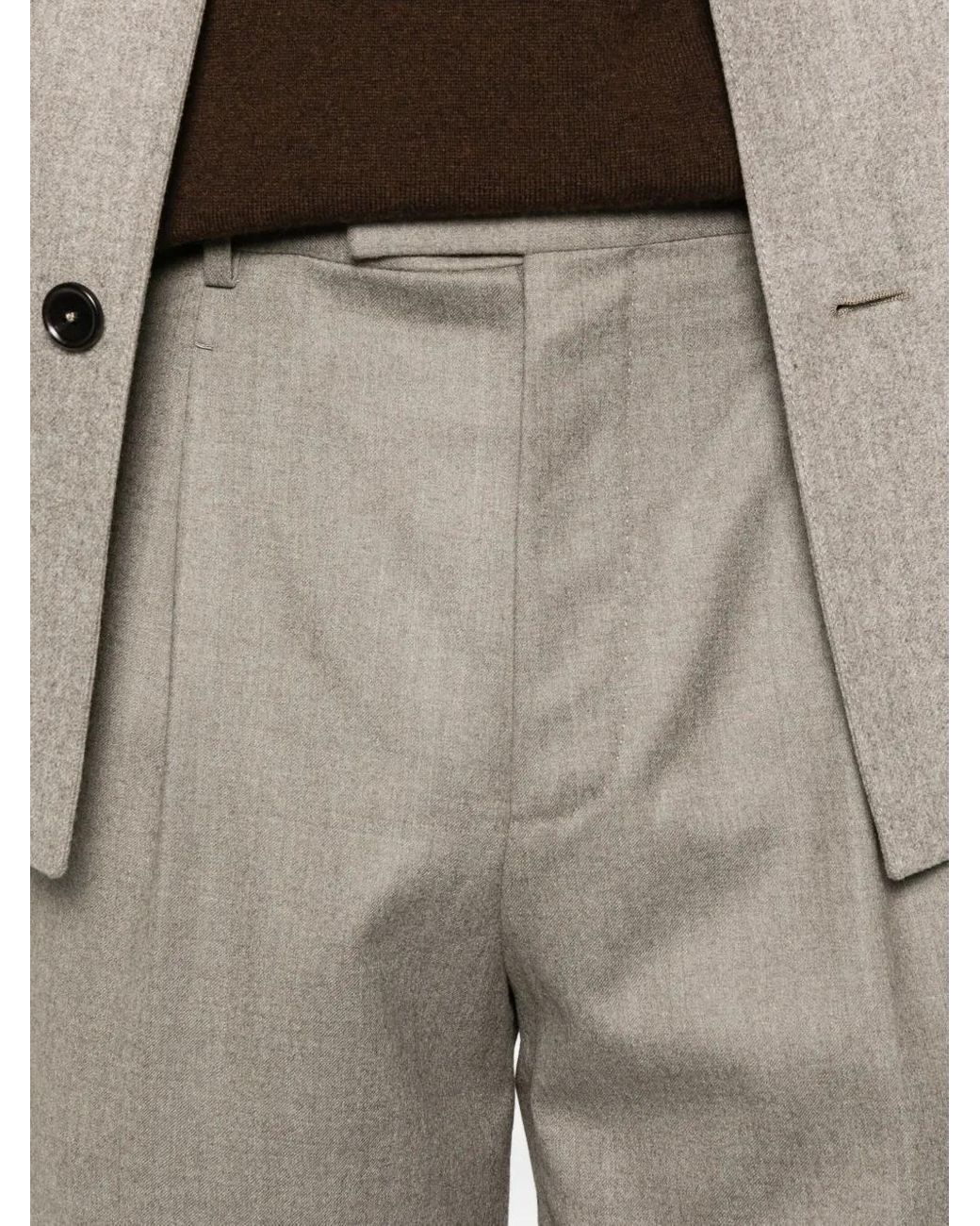 Zegna Gray Press-Creased Trousers for men