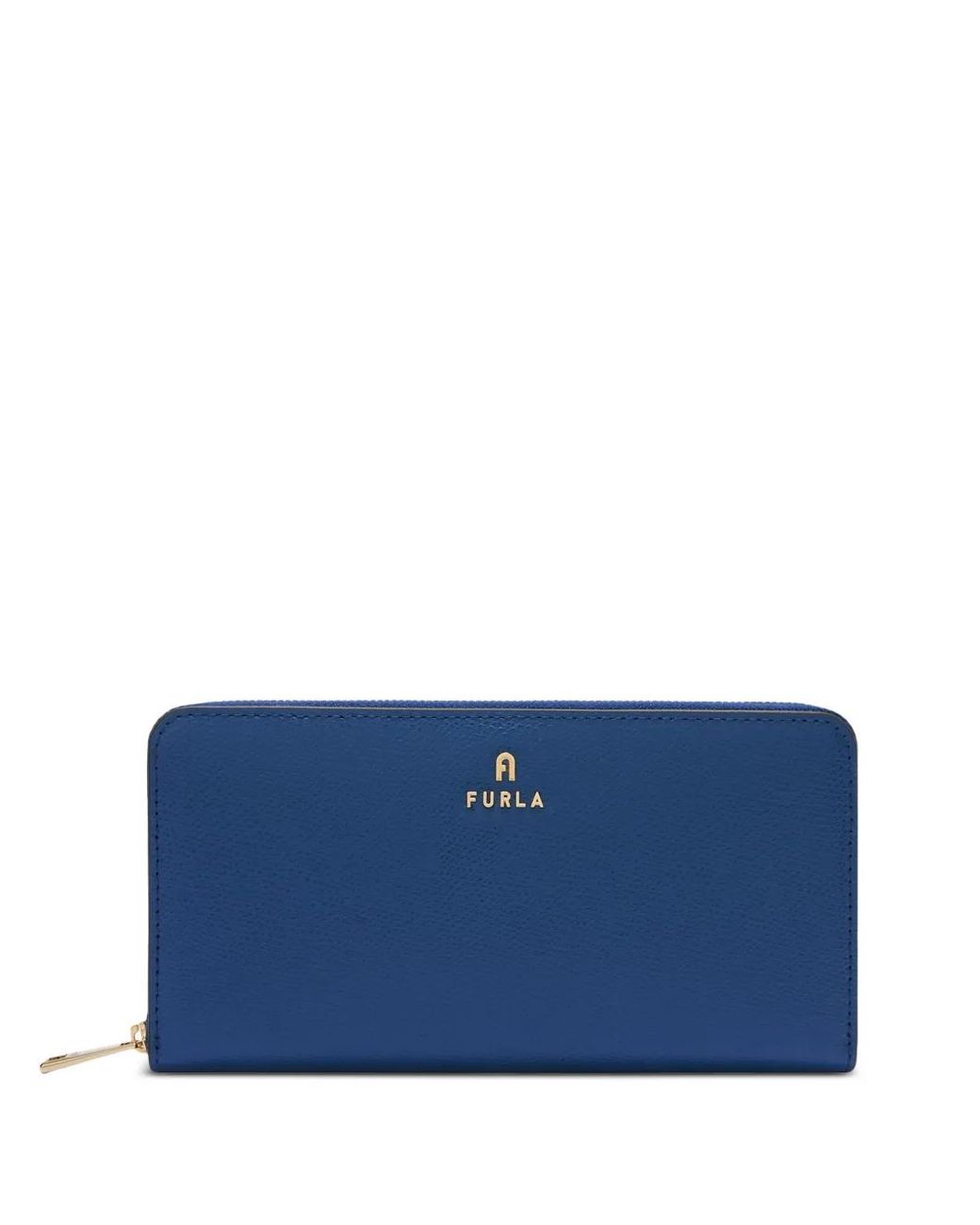 Furla Blue Xl Camelia Zip-Around Logo Wallet
