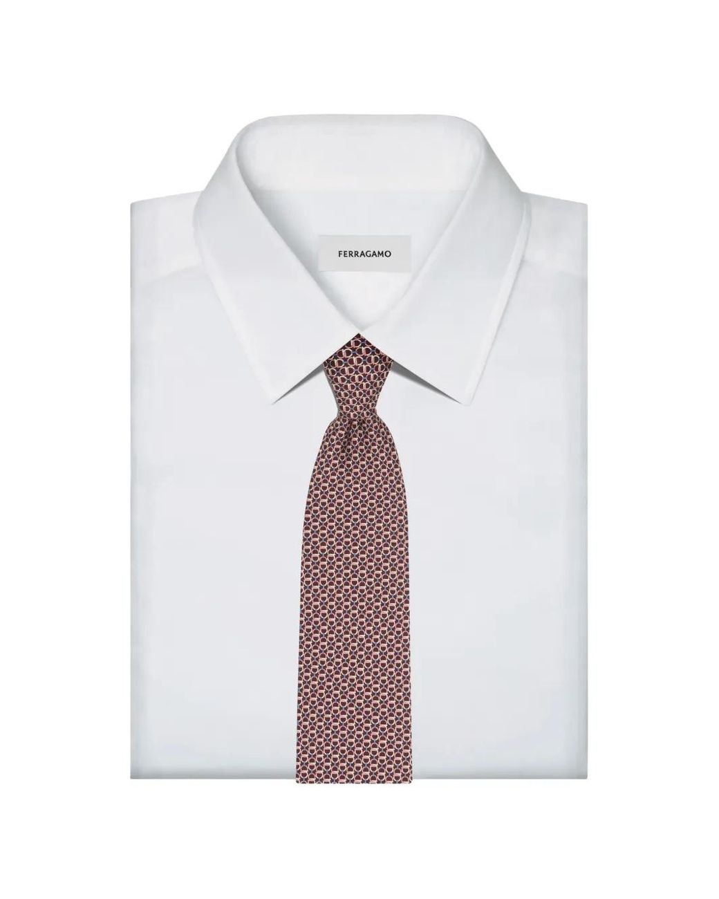 Ferragamo Purple Gancini Links Print Silk Tie for men