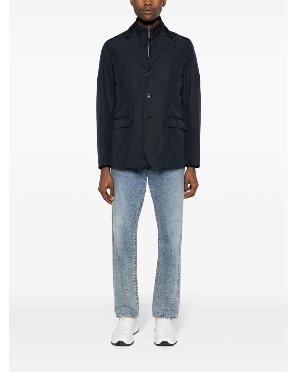 Herno Blue Byron Layered Single-Breasted Blazer for men