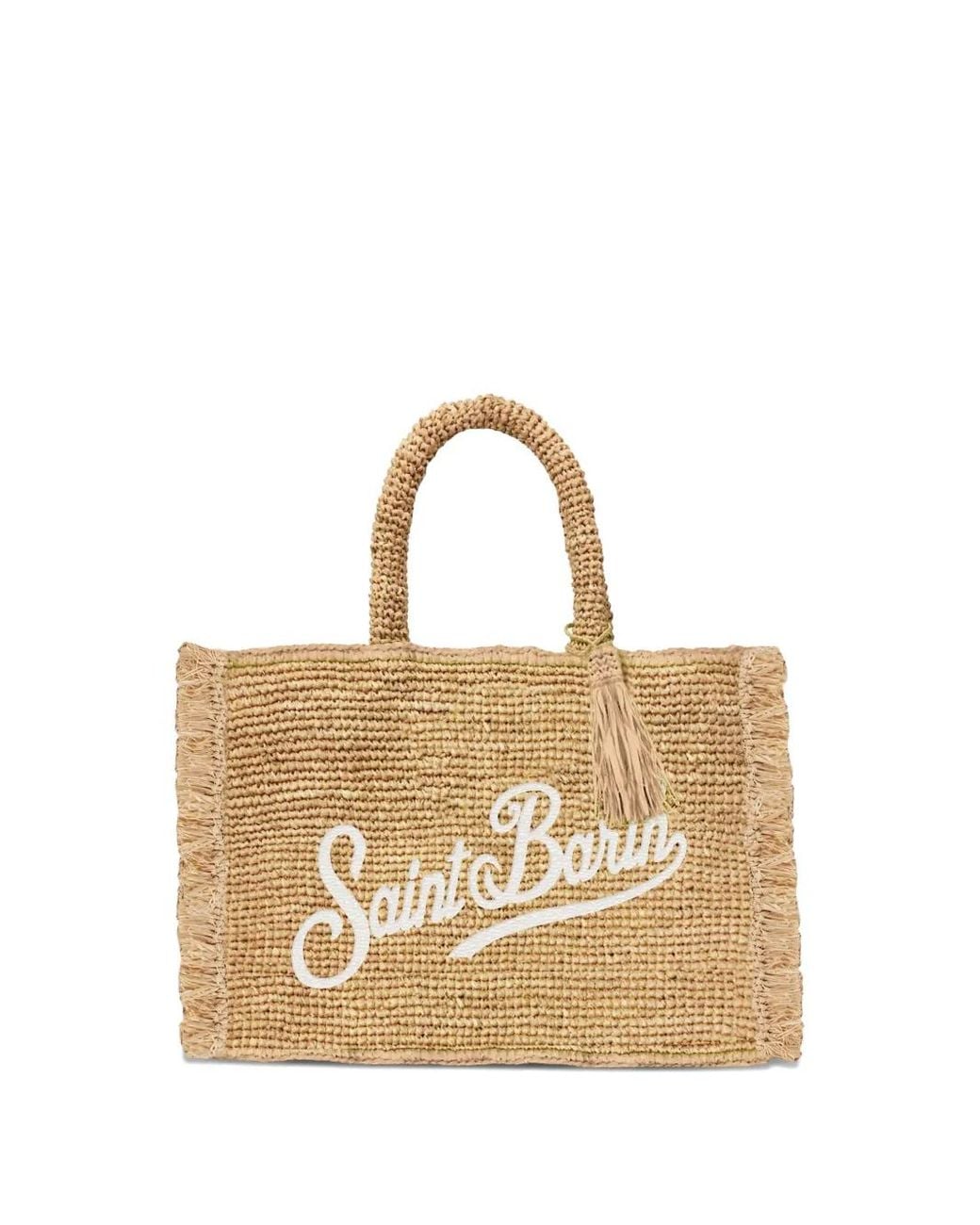 Mc2 Saint Barth Metallic Vanity Mini Raffia Bag With Side Fringes