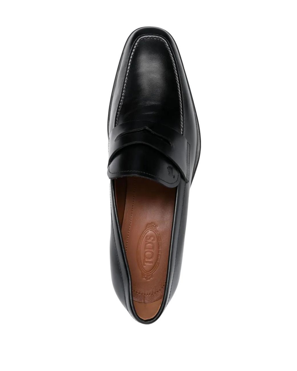 Tod's Black Square-Toe High-Shine Loafers for men