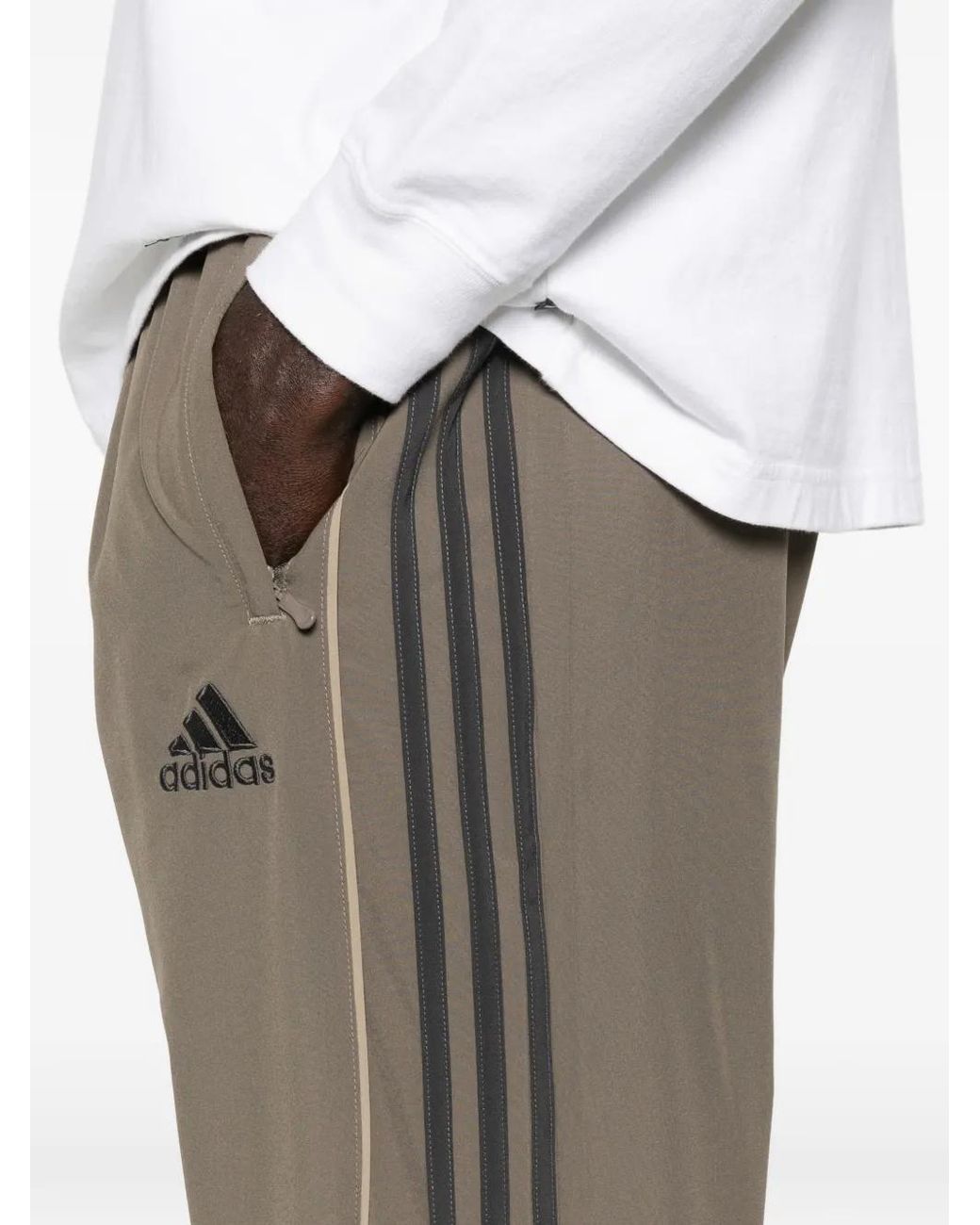 Adidas Gray Teamgeist Adicolor Stripe-Detail Track Pants for men