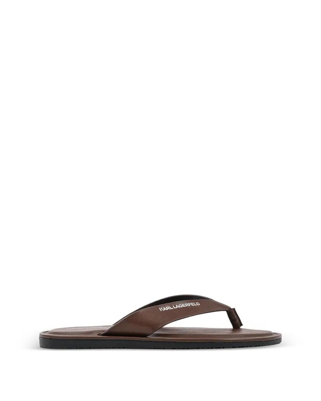 Karl Lagerfeld Brown Logo-Print Flip-Flops for men