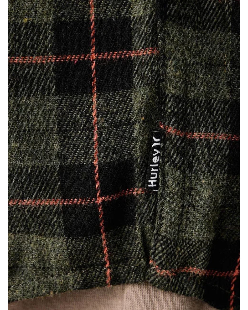 Hurley Black Check-Pattern Chest-Pocket Shirt for men