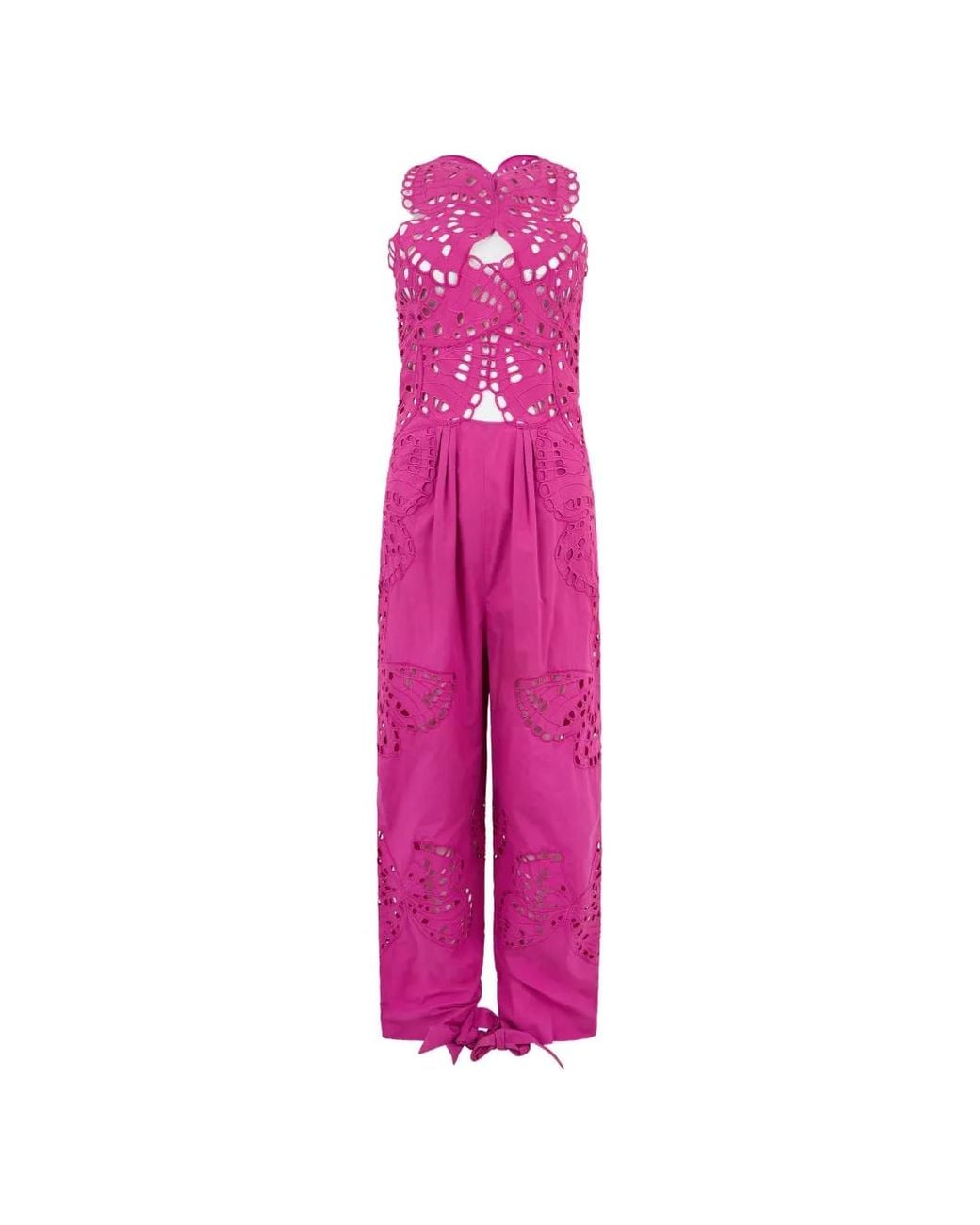 Alberta Ferretti Pink Butterfly-Motif Cut-Out Jumpsuit