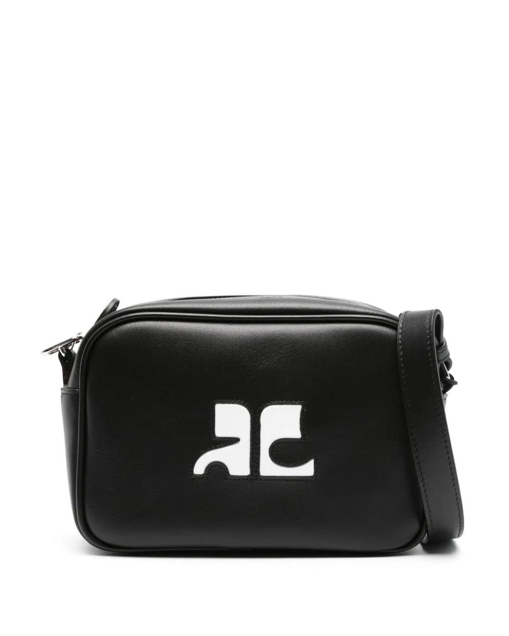 Courreges Black Reedition Leather Camera Bag for men