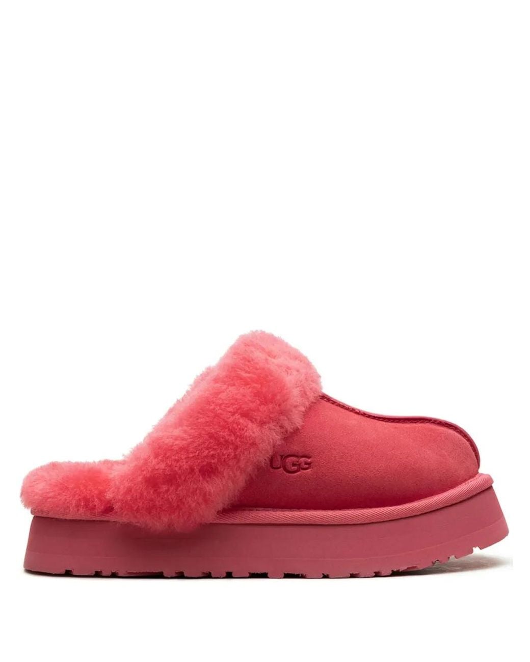 Ugg Red Disquette Shearling Platform Slippers