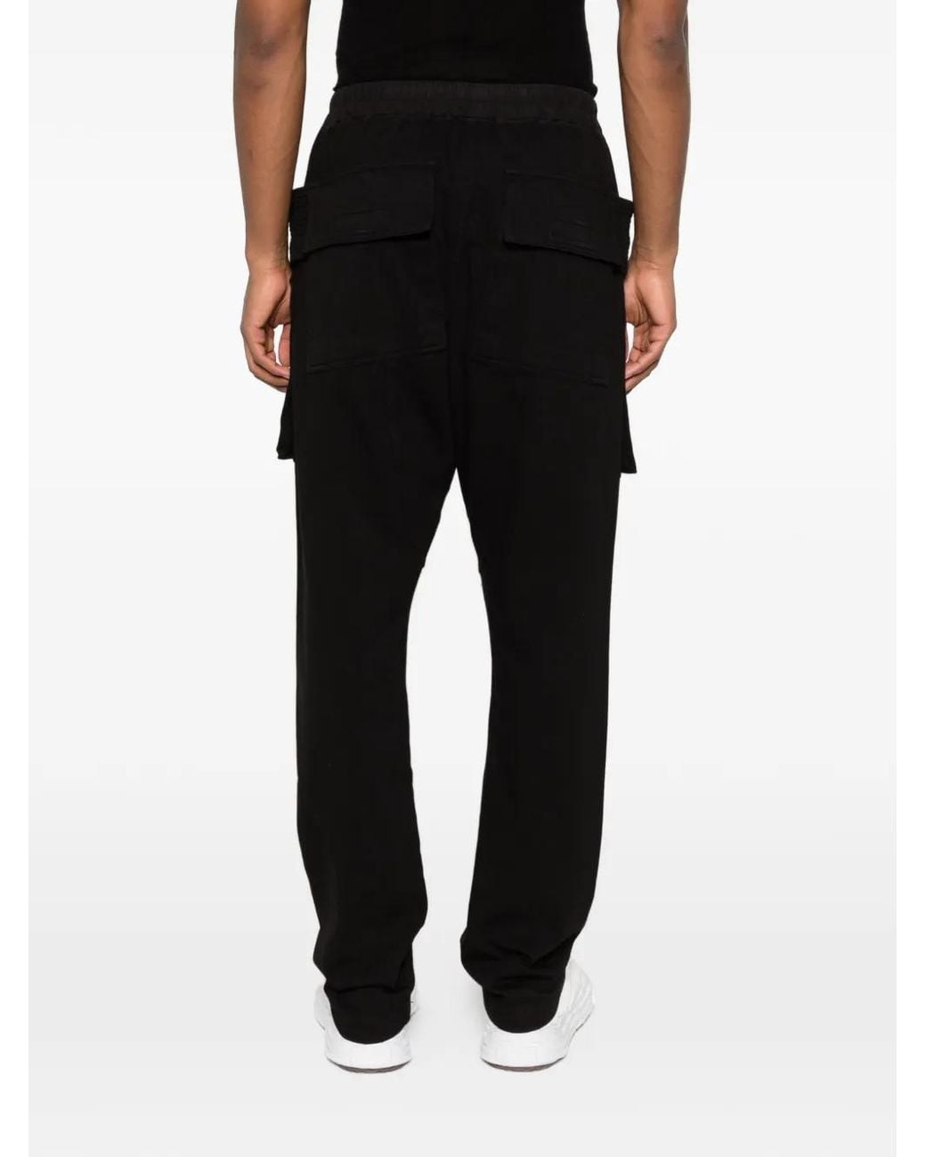 Rick Owens Black Drawstring Cotton Trousers for men