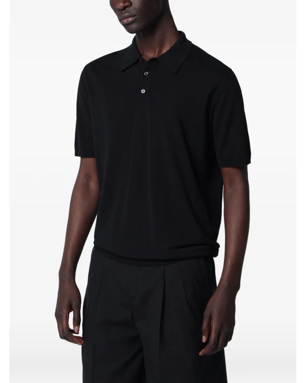 Roberto Collina Black Short-Sleeve Polo Shirt for men