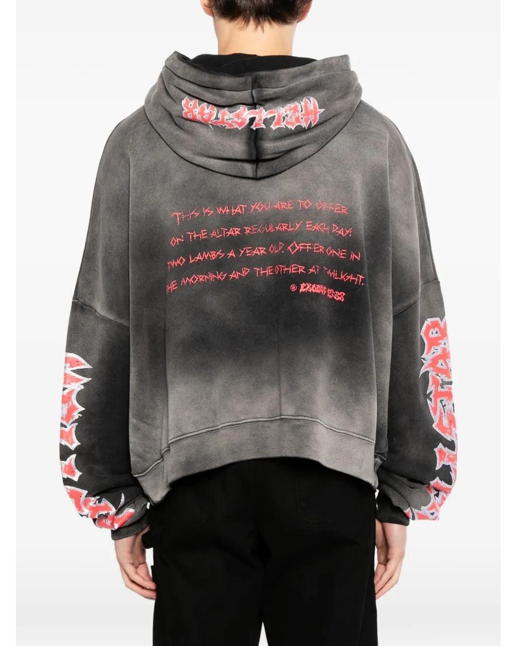 HELLSTAR Black Graphic Print Hoodie for men