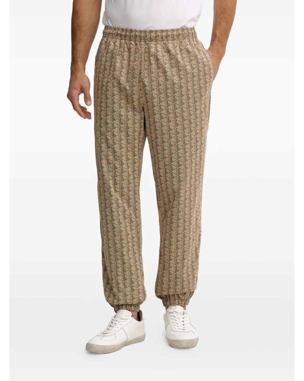 Lacoste Natural Geometric-Print Track Pants for men