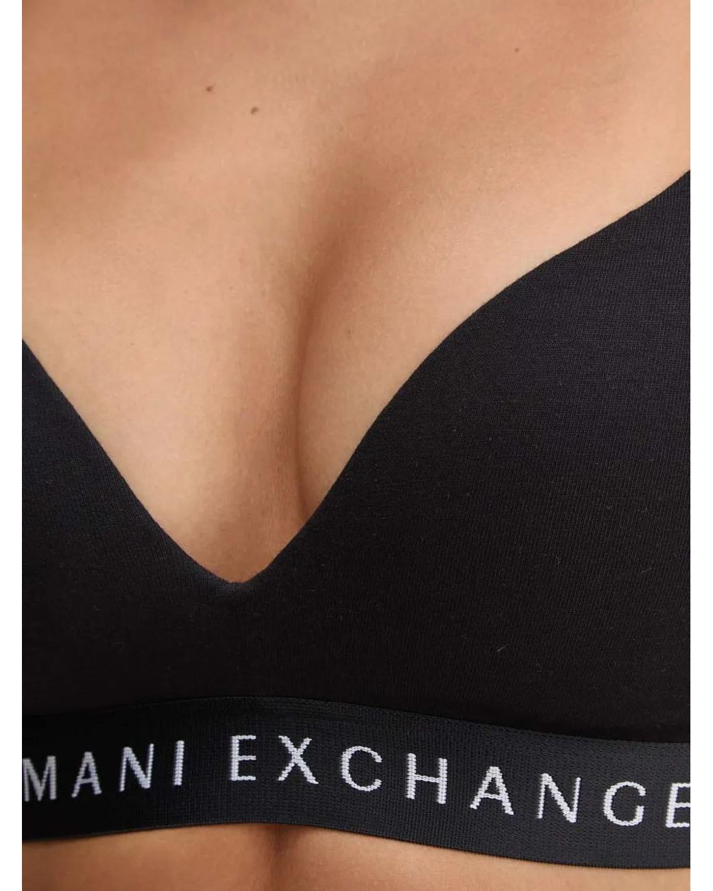 ARMANI EXCHANGE Black Logo-Tape Triangle Bra