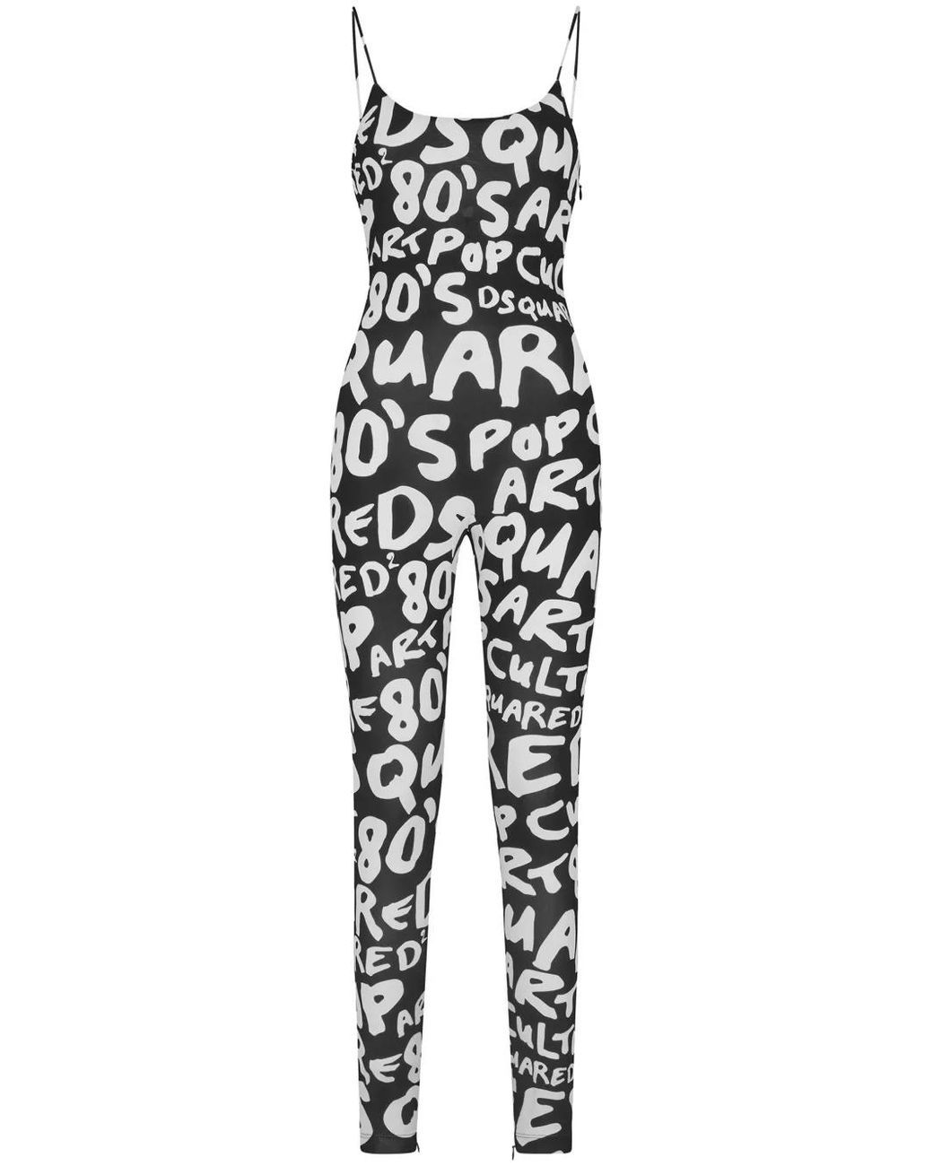 DSquared² White Text-Print Jumpsuit