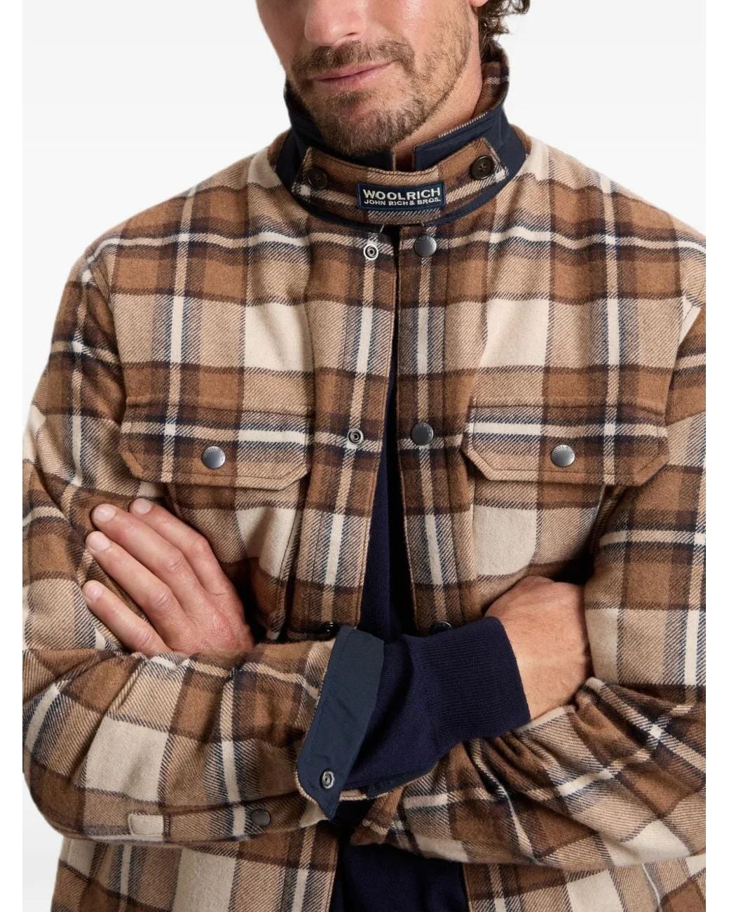 Woolrich Brown Alaskan Check-Print Shirt Jacket for men