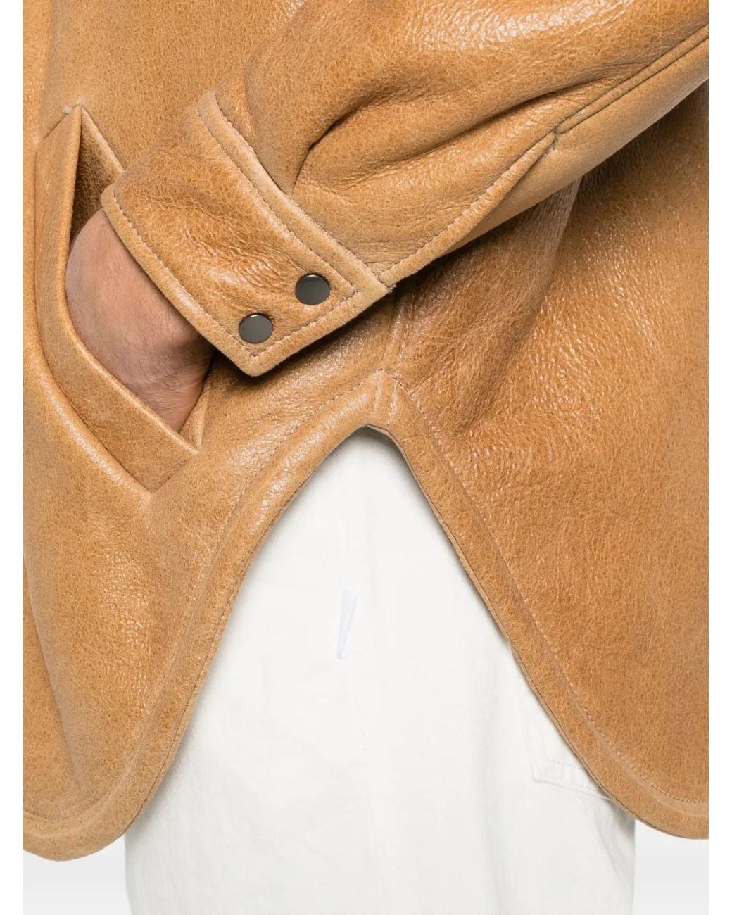 Salvatore Santoro Natural Shearling-Collar Leather Jacket for men